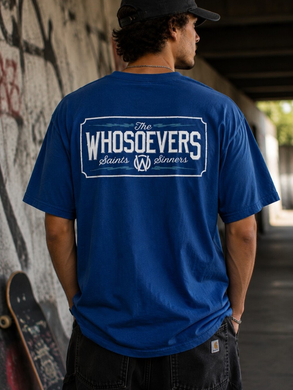 The Whosoevers Saints & Sinners Christian Streetwear T-Shirt Blue XXL